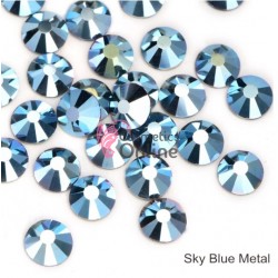 Strasuri din Cristale 100 bucati SC202 Sky Blue Metal 2mm